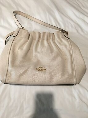 Coach Pebbled Leather Drawstring Shoulder Bag in Ivory
